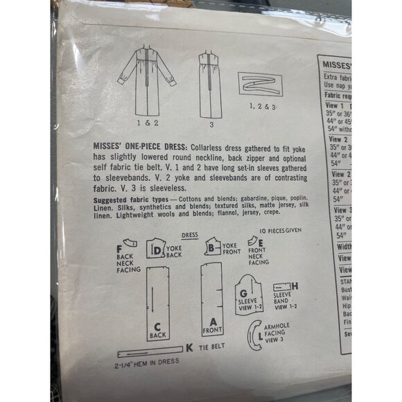 Simplicity 6578 Sewing Pattern Size 12 Misses One Piece Dress Vintage 60s UNCUT - Picture 5 of 7